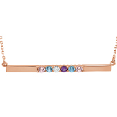 6 Stone Birthstone Bar Necklace in 14K Rose Gold