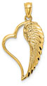 Angel Wing Heart Pendant in 14K Gold