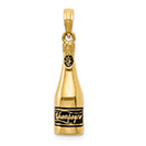 Enameled Champagne Bottle Pendant 14K Gold