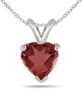 Heart-Cut Garnet Gemstone Necklace, 14k White Gold