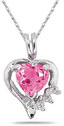 Heart-Cut Pink Topaz & Diamond Pendant in 10K White Gold