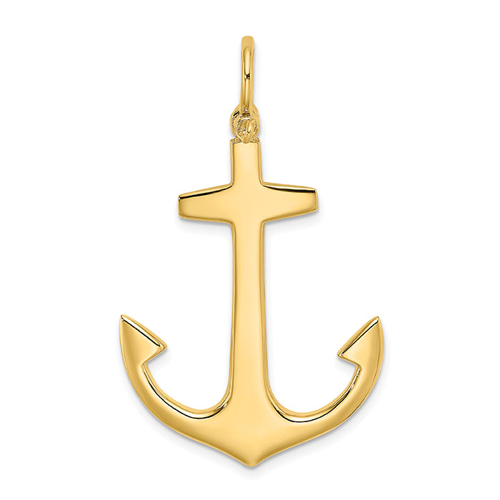 Large 14K Gold Anchor Pendant for Men