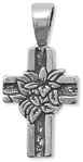 Lilies of the Field Cross Pendant, Sterling Silver