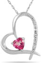 Pink Topaz Heart and Diamond Pendant in 14K White Gold