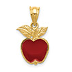 red enameled apple pendant 14k gold