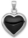 Reversible Black Onyx and White Mother of Pearl Heart Pendant, Sterling Silver