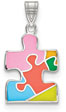Enameled Autism Awareness Puzzle Pendant in Sterling Silver