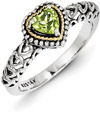 Peridot Heart Ring in Sterling Silver & 14K Yellow Gold