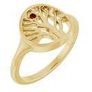 1-Stone Personalized Family Tree Gemstone Ring 14K Gold