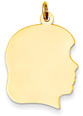 14K Gold Engravable Girl Head Pendant