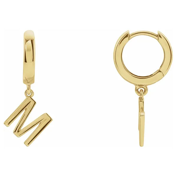 14k gold personalized initial huggie hoop earrings