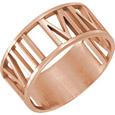 14K Rose Gold Custom Roman Numeral Date Wedding Band Ring