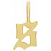 14k solid gold gothic initial charm pendant