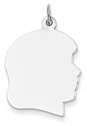 14K White Gold Engravable Girl Head Pendant