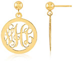 Monogram Medallion Earrings, 14K Gold