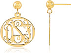 Filigree Monogram Medallion Earrings, 14K Gold