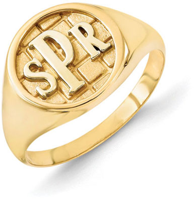 14K Yellow Gold Monogram Ring - Apples of Gold Jewelry