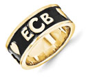 Enameled Monogram Ring, 14K Gold