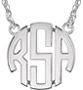 Small Women's 3-Letter Block Monogram Necklace, Sterling Silver
