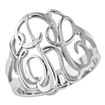 3 Letter Script Monogram Ring for Women in Sterling Silver