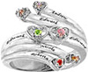 Adam & Eve Family Heart Birthstone Ring in Sterling Silver