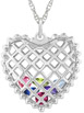Birthstones Inside Heart Necklace in White Gold