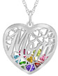 Birthstones Inside Mom Necklace in White Gold