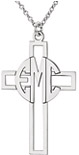 Block Monogram Cross Necklace in Sterling Silver