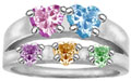 Cubic Zirconia Family Heart Birthstone Ring in Sterling Silver