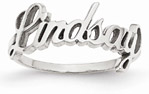 Cursive Style Name Ring in Sterling Silver