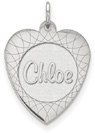 Custom Design Name Heart Pendant in White Gold