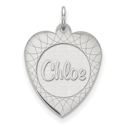 Custom Design Name Heart Pendant in White Gold