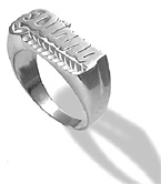 White Gold Custom Name Ring with Diamond-Cut Design