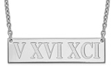 Custom Engraved Roman Numeral Bar Necklace in Silver