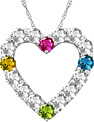 Custom Gemstone Heart Necklace in White Gold