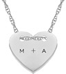 Small Custom Initial Heart Necklace, 14K White Gold
