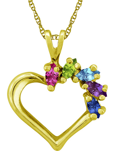 Custom Marquise Gemstone Heart Necklace in 14K Yellow Gold