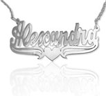 Custom Name Jewelry Necklace with Heart in Sterling Silver