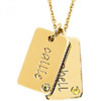 Posh Mommy Engravable Mini Dog Tag Pendant in 14K Yellow Gold 2