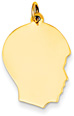Engravable 14K Gold Boy Head Charm Pendant