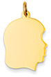 Engravable Girl Head Charm Pendant in 14K Gold