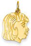 Engraved 14K Gold Girl Face Pendant, Mother's Jewelry