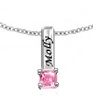 Engraved Mother's Necklace with 1 Birthstone Charm in Sterling Silver