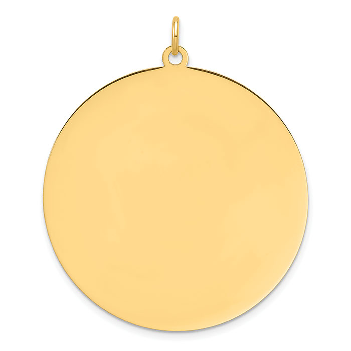 Extra-Large 1 1/2 Inch Engravable Disc Pendant 14K Gold