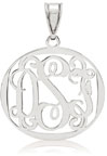 Filigree Monogram Medallion Pendant, Sterling Silver