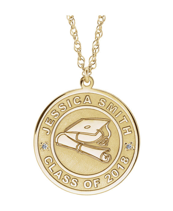 Gold Personalized Graduation Necklace with Name and Graduating Date