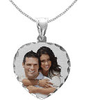 Heart Color Photo Pendant with Diamond Cut Edges in Sterling Silver