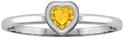 Sterling Silver Heart Citrine Solitaire Bezel-Set Ring