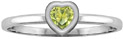 Silver Heart-Shaped Peridot Bezel-Set Ring