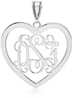 Sterling Silver Heart Monogram Pendant